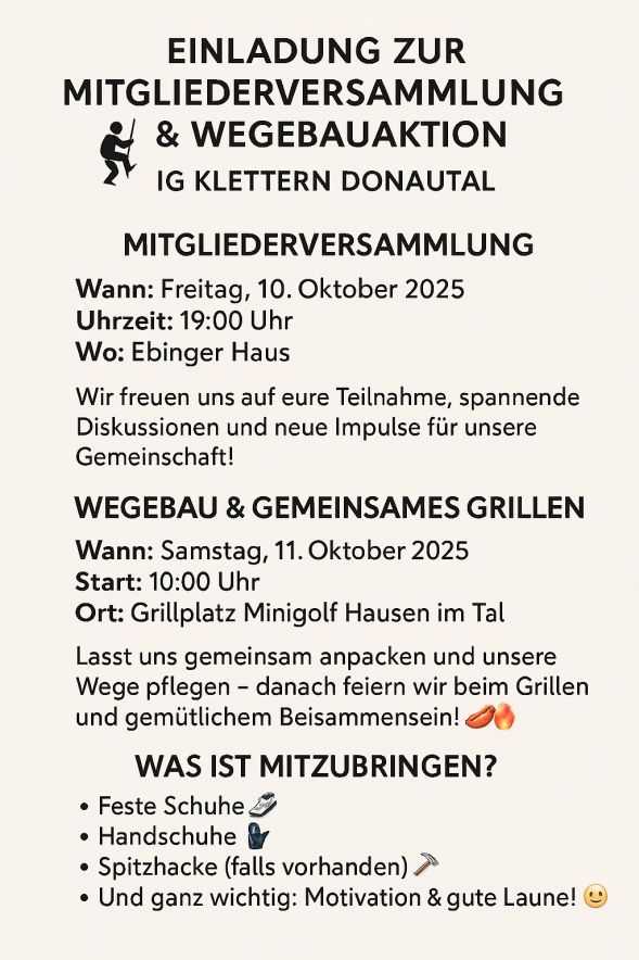 Einladung zur Mitgliederhauptversammlung und Wegebau mit Grillfest 2025